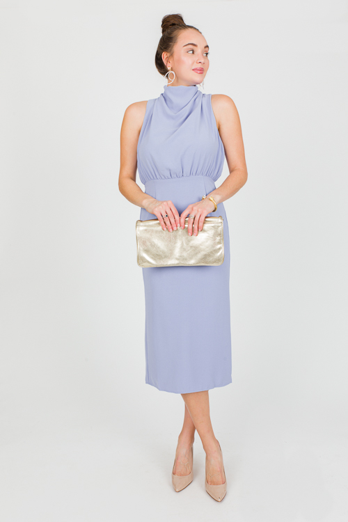 Drape Neck Midi, Blue