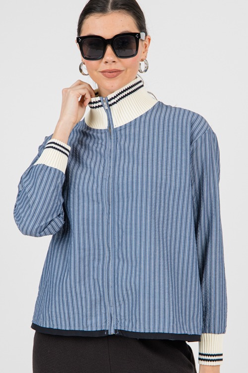 Striped Rib Trim Jacket