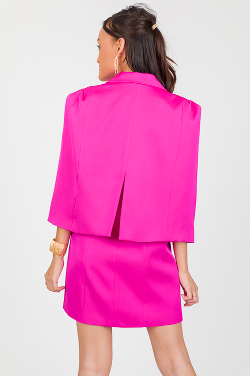 Thalia Cape Blazer Dress, Hot Pink