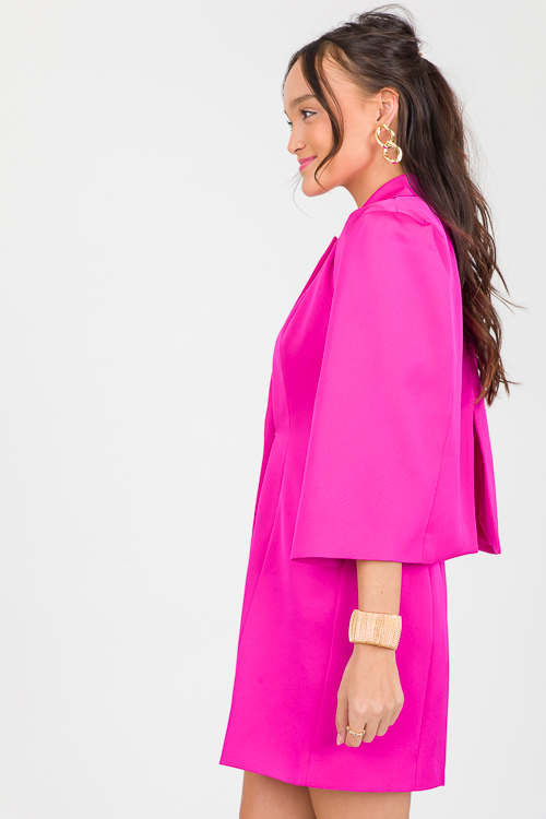 Thalia Cape Blazer Dress, Hot Pink