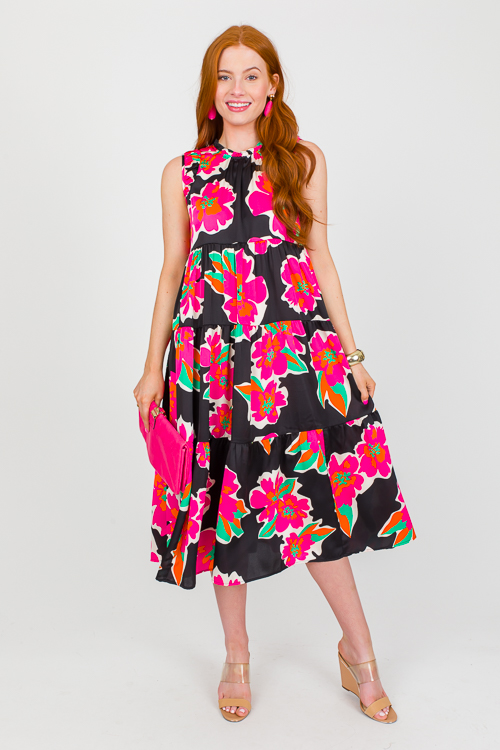 Bold Blooms Midi, Black Mix