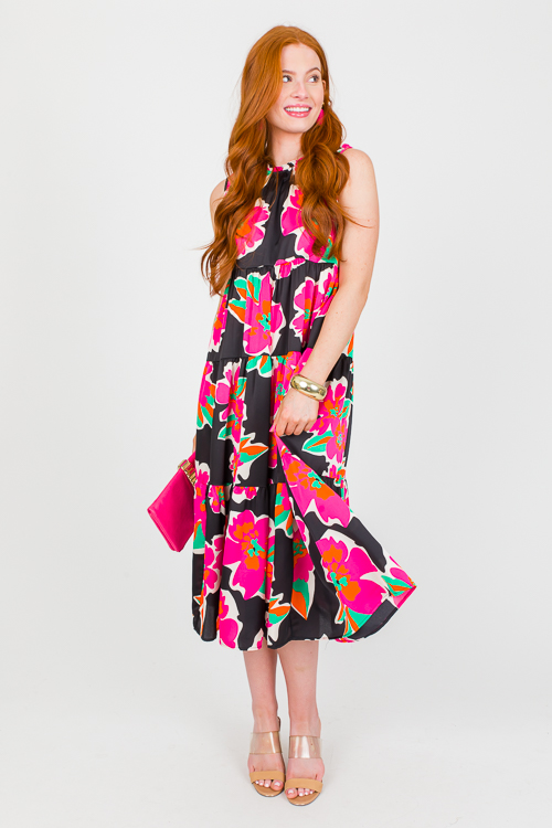 Bold Blooms Midi, Black Mix