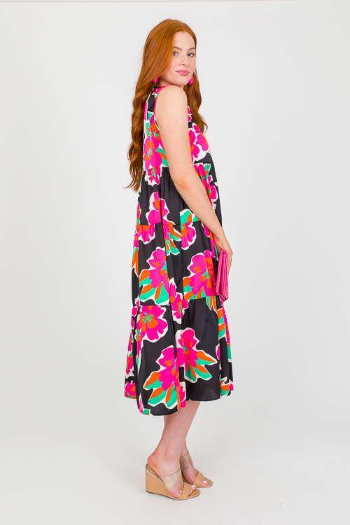 Bold Blooms Midi, Black Mix