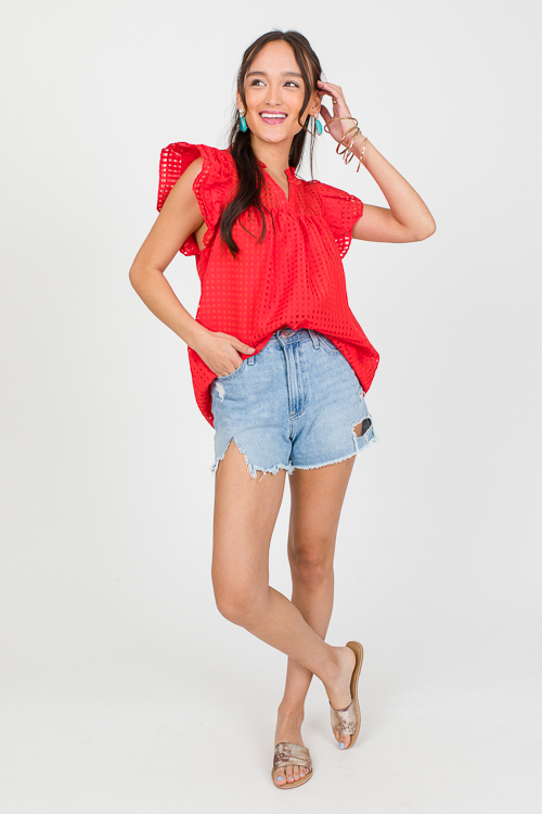 Tonal Check Top, Red