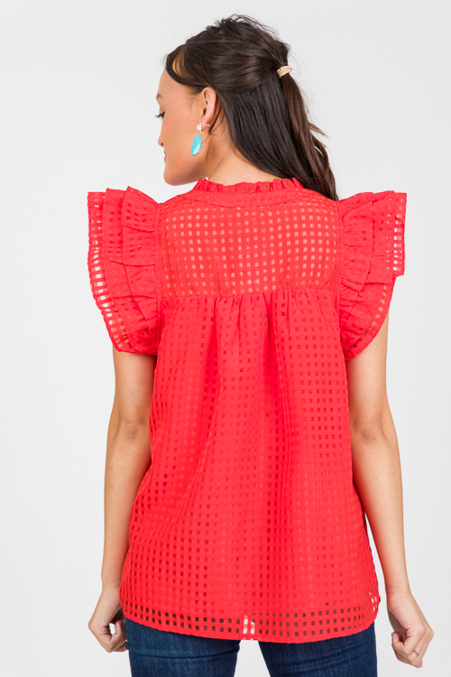 Tonal Check Top, Red