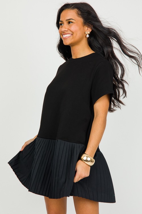 Poplin Pleats Knit Dress, Black - 0216-32.jpg