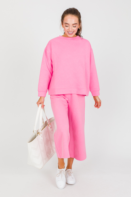 Solid Texture Sweatshirt, Bubblegum