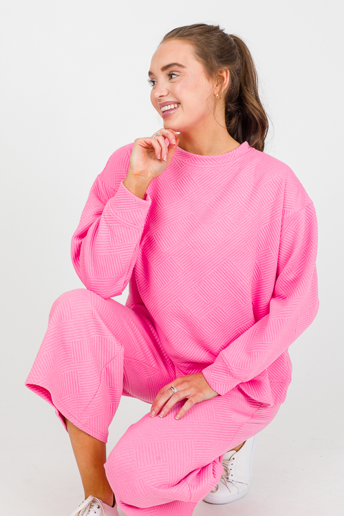 Solid Texture Sweatshirt, Bubblegum