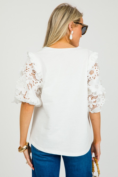 Floral Crochet Sleeve Top, Off White - 0216-94.jpg