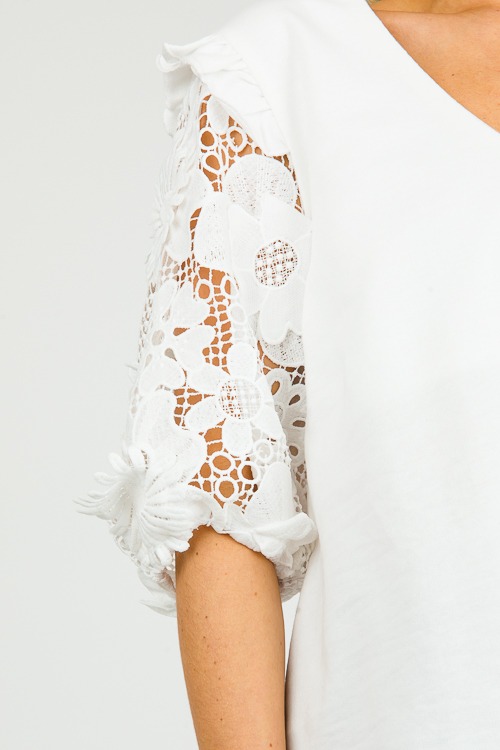 Floral Crochet Sleeve Top, Off White - 0216-95.jpg