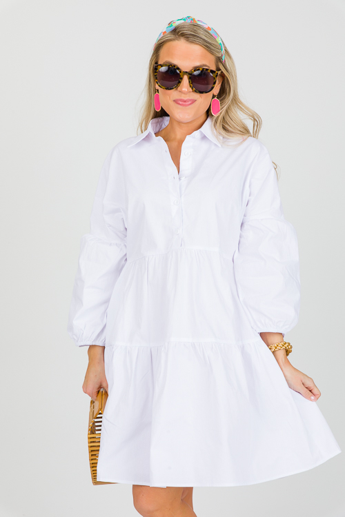 Shaylee Tiered Dress, White