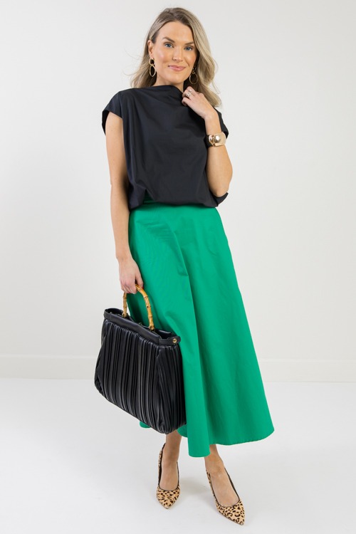 A-Line Midi Skirt, Green