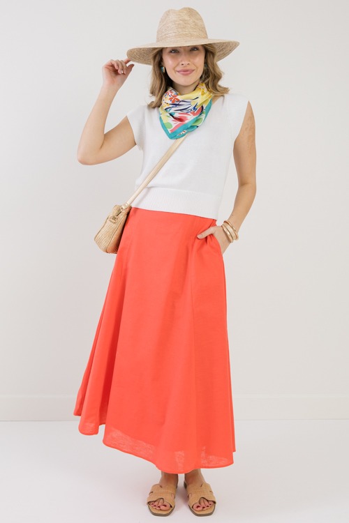 Brett Maxi Skirt, Coral