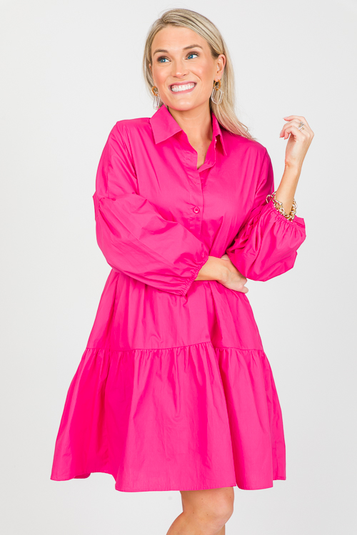 Shaylee Tiered Dress, Hot Pink