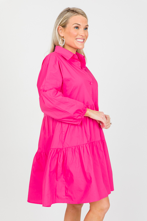 Shaylee Tiered Dress, Hot Pink