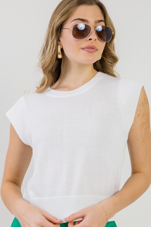 Cap Sleeve Sweater Top, Off White - 0217-62.jpg