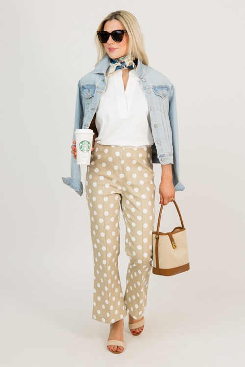 Polka Dot Flare Pants, Taupe - 0217-77h.jpg