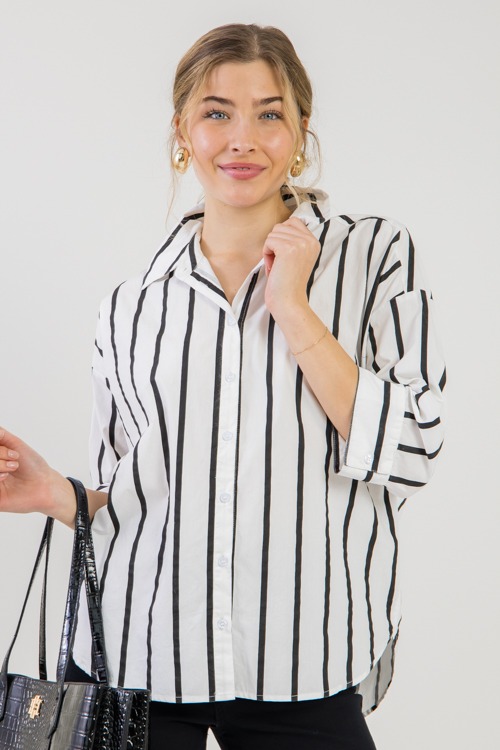 Button Down Stripe Tunic, Black - 0217-79.jpg