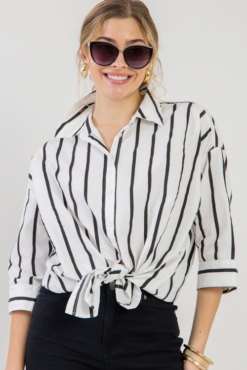 Button Down Stripe Tunic, Black - 0217-81.jpg