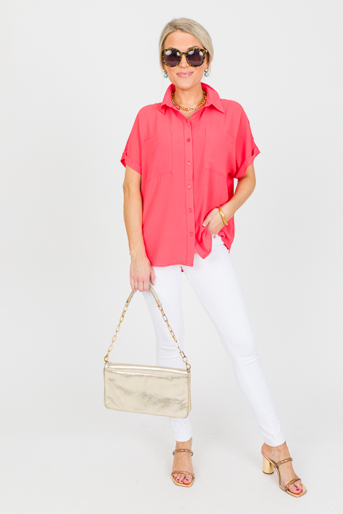 Brooklyn Button Up, Coral