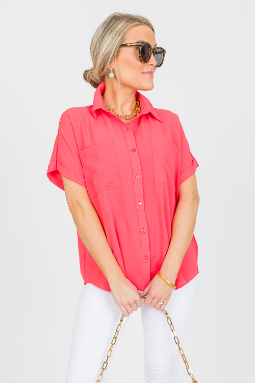 Brooklyn Button Up, Coral