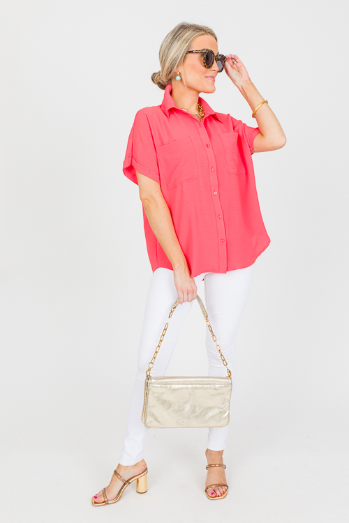 Brooklyn Button Up, Coral