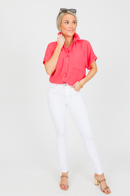 Brooklyn Button Up, Coral