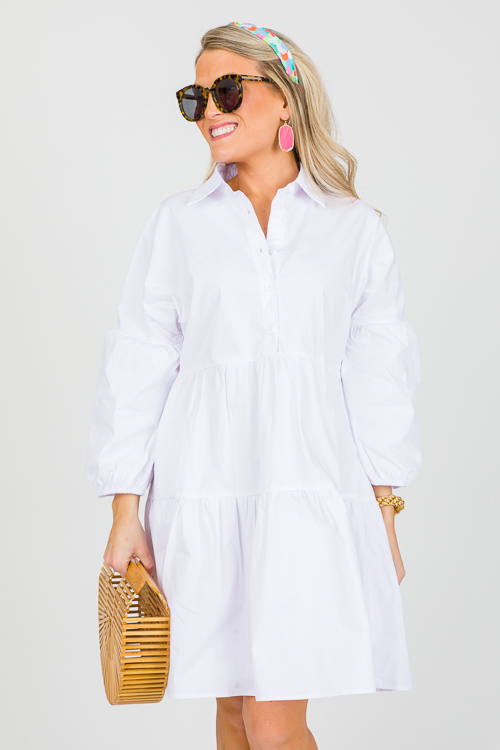 Shaylee Tiered Dress, White