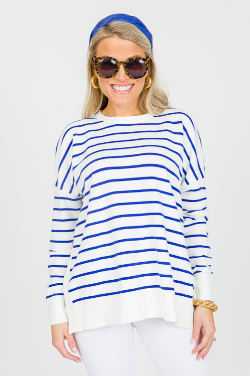 Tessa Stripe Sweater, Royal