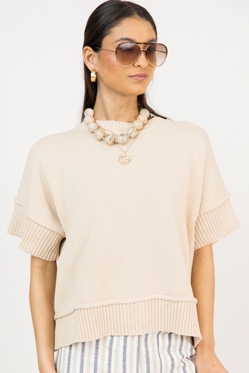 Acrylic Bead Necklace, Beige - 0218-40.jpg