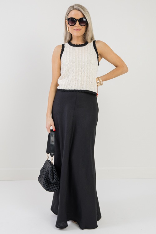 Linen Maxi Skirt, Black