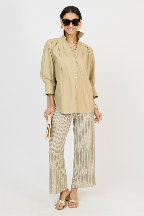 Knit Metallic Stripe Pants, Taupe - 0219-84-02.jpg