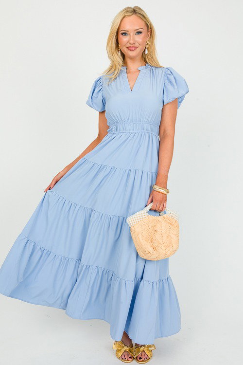 chinese dress ladies Martha Embroidered Chambray Dress Blue / S main image 1