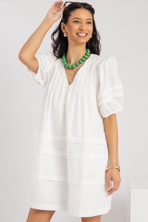 Pleat Detail Dress, Off White - 0221-100.jpg