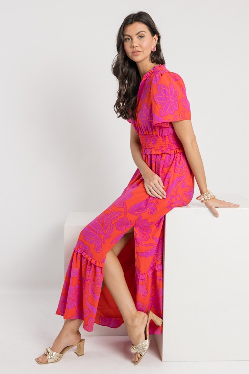 Valerie Floral Maxi, Red Fuchsia