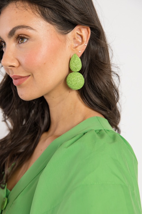 Raffia Teardrop Earring, Green - 0221-27.jpg