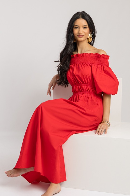 Tawney Off Shoulder Maxi, Red