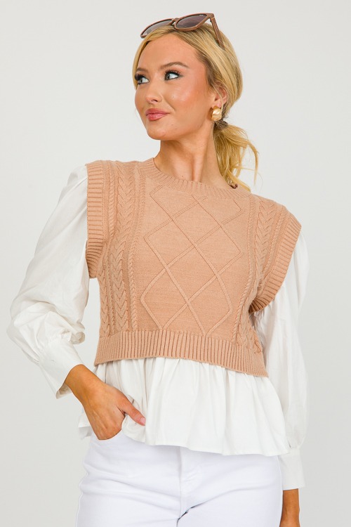 Layered Cable Sweater, Taupe - 0222-104.jpg