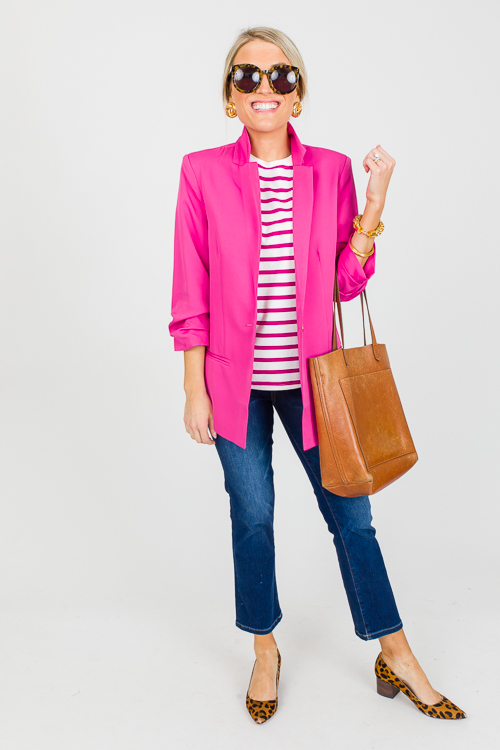 Folded Sleeves Blazer, Fuchsia