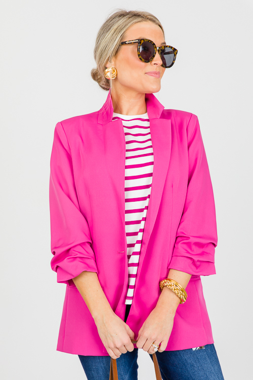 Folded Sleeves Blazer, Fuchsia