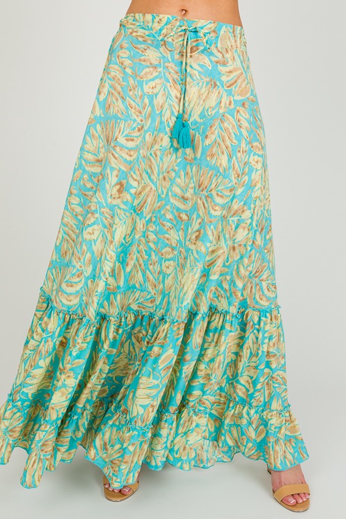 Foil Palm Maxi Skirt, Turquoise - 0222-32.jpg