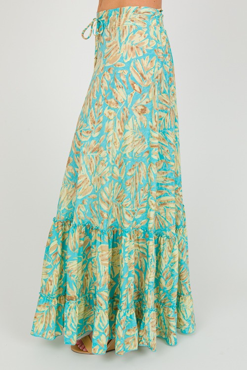 Foil Palm Maxi Skirt, Turquoise - 0222-33.jpg