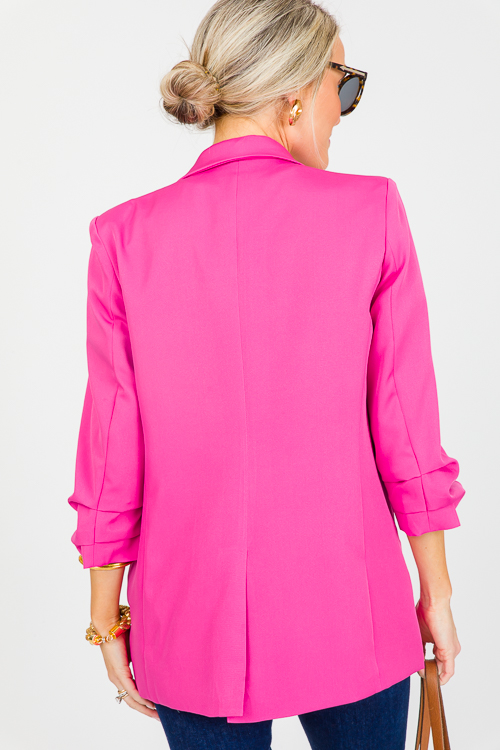 Folded Sleeves Blazer, Fuchsia