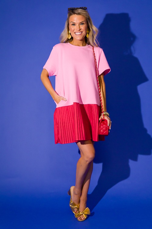 Poplin Pleats Knit Dress, Pink/ - 0223-17h.jpg