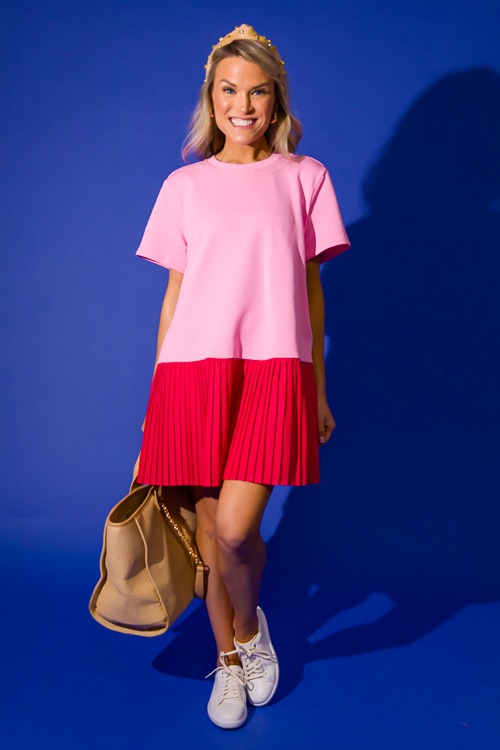 Poplin Pleats Knit Dress, Pink/ - 0223-19.jpg