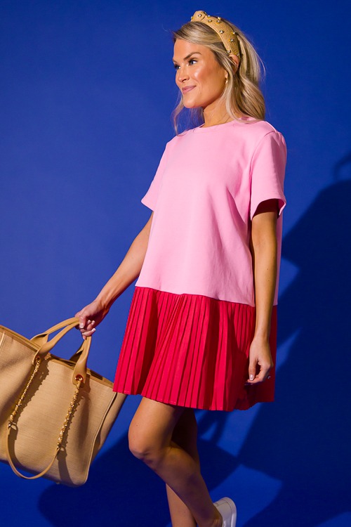 Poplin Pleats Knit Dress, Pink/ - 0223-20.jpg