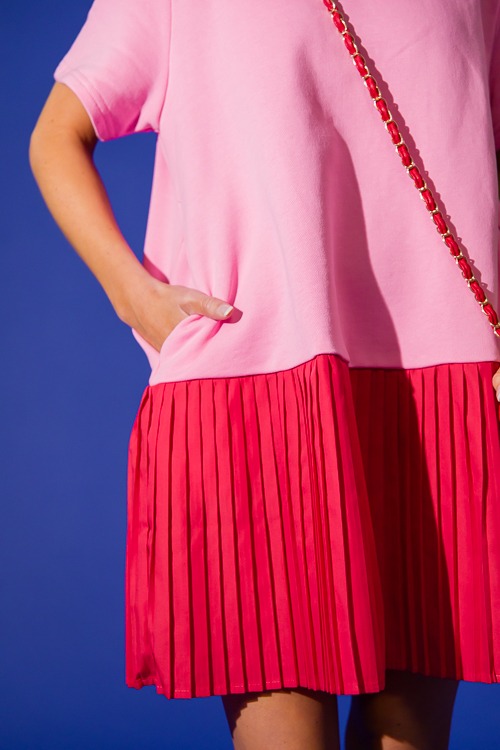 Poplin Pleats Knit Dress, Pink/ - 0223-23.jpg