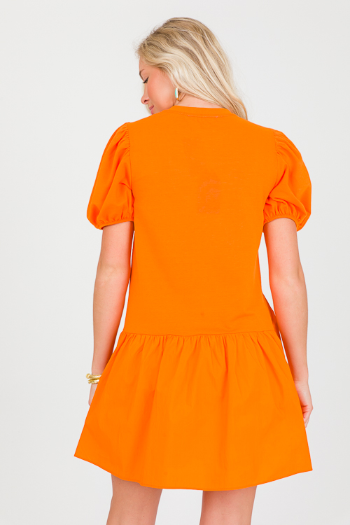 Poplin Hem Knit Dress, Orange