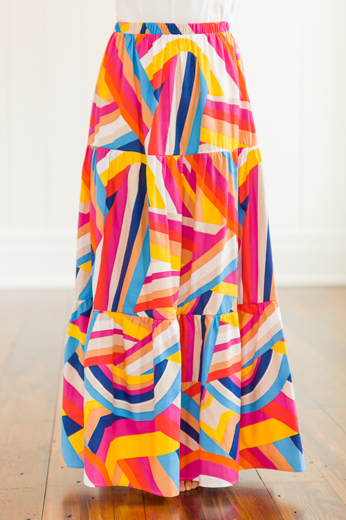 Aruba Abstract Maxi Skirt, Pink