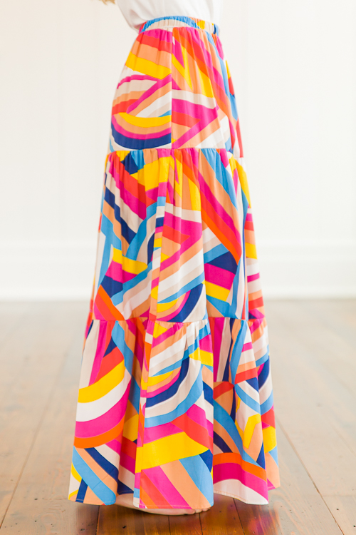 Aruba Abstract Maxi Skirt, Pink